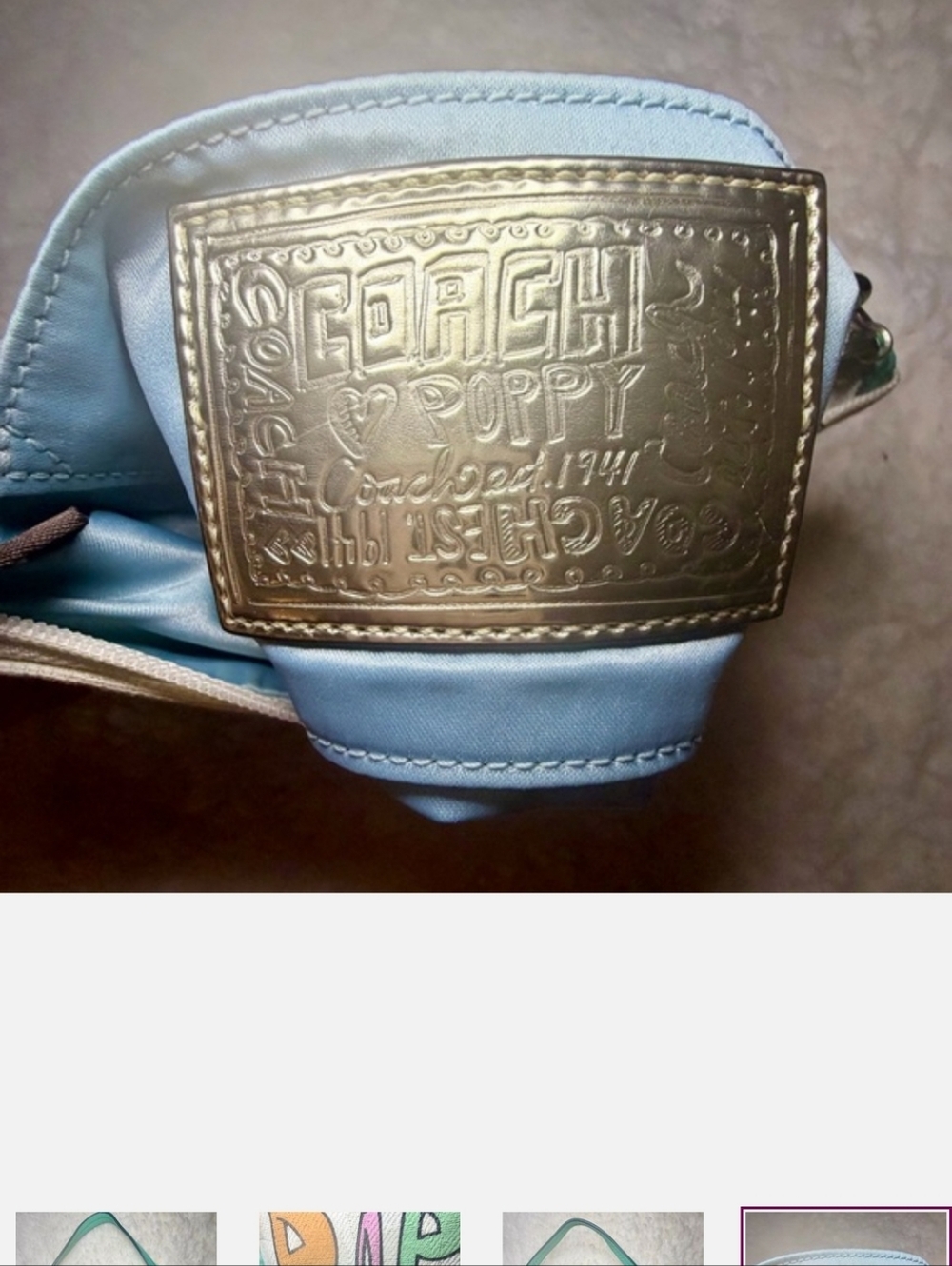 EUC Rare Coach Poppy Patent Leather & Embroided Canvas Small Clutch Wristlet - Picture 12 of 13
